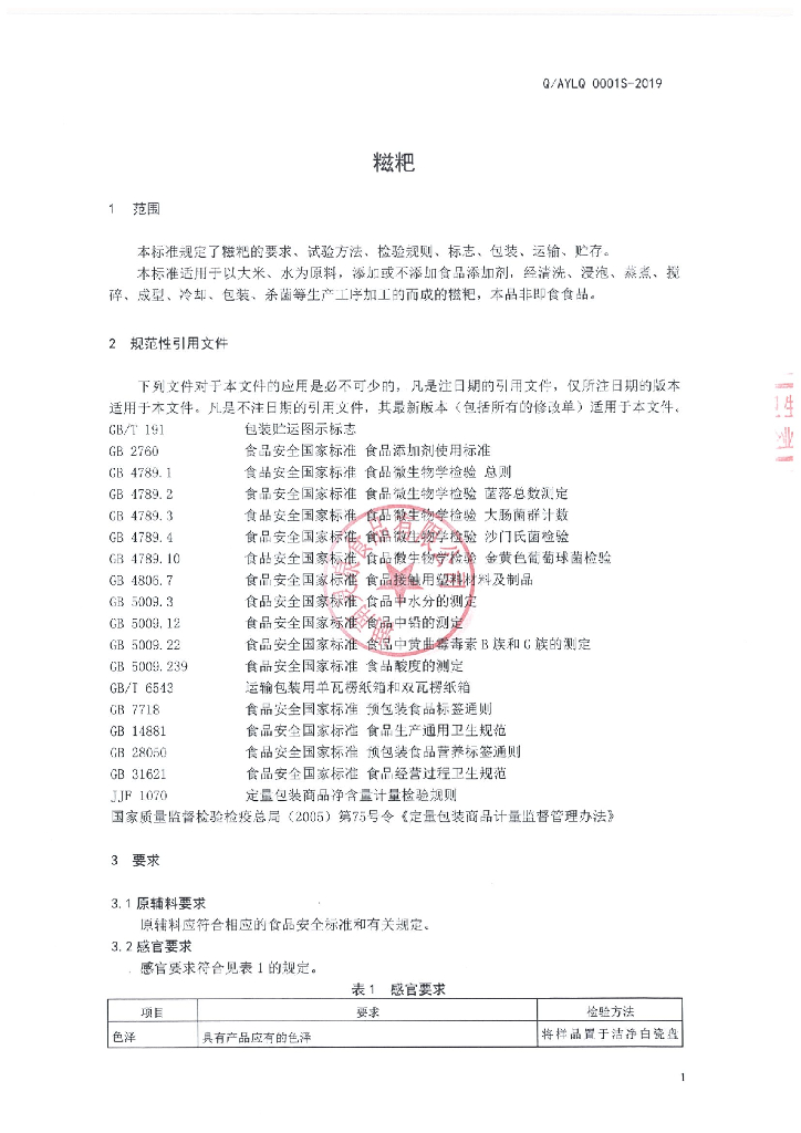 Q/AYLQ 0001S-2019 标准预览