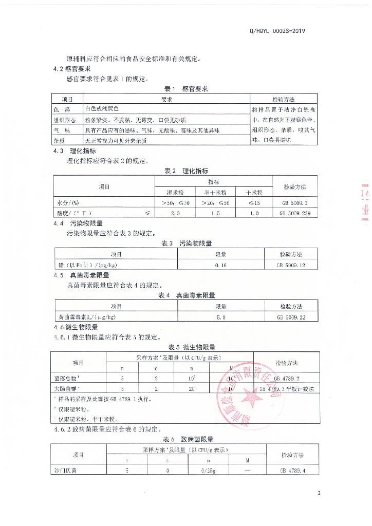 Q/HQYL 0002S-2019 标准预览