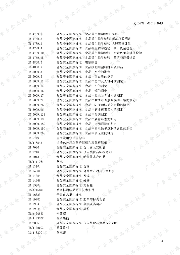 Q/DYG 0001S-2019 标准预览