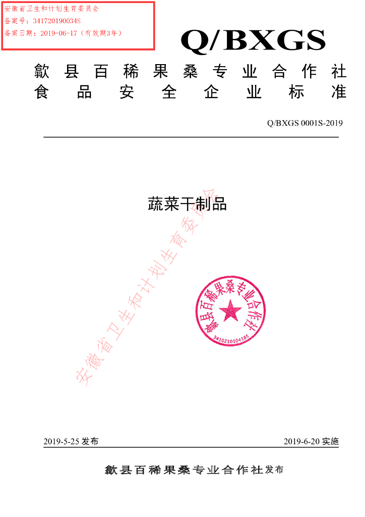 Q/BXGS 0001S-2019 标准预览