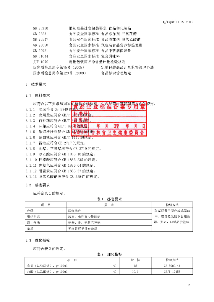 Q/CQBW 0001S-2019 标准预览