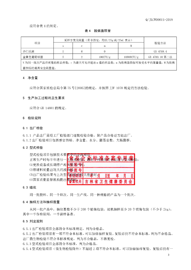 Q/JLCW 0001S-2019 标准预览