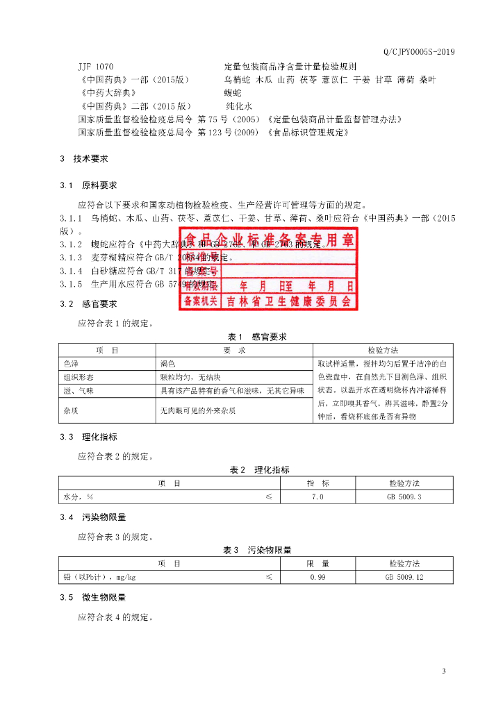 Q/CJPY 0005S-2019 标准预览