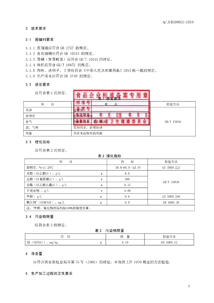 Q/JCBS 0002S-2019 标准预览