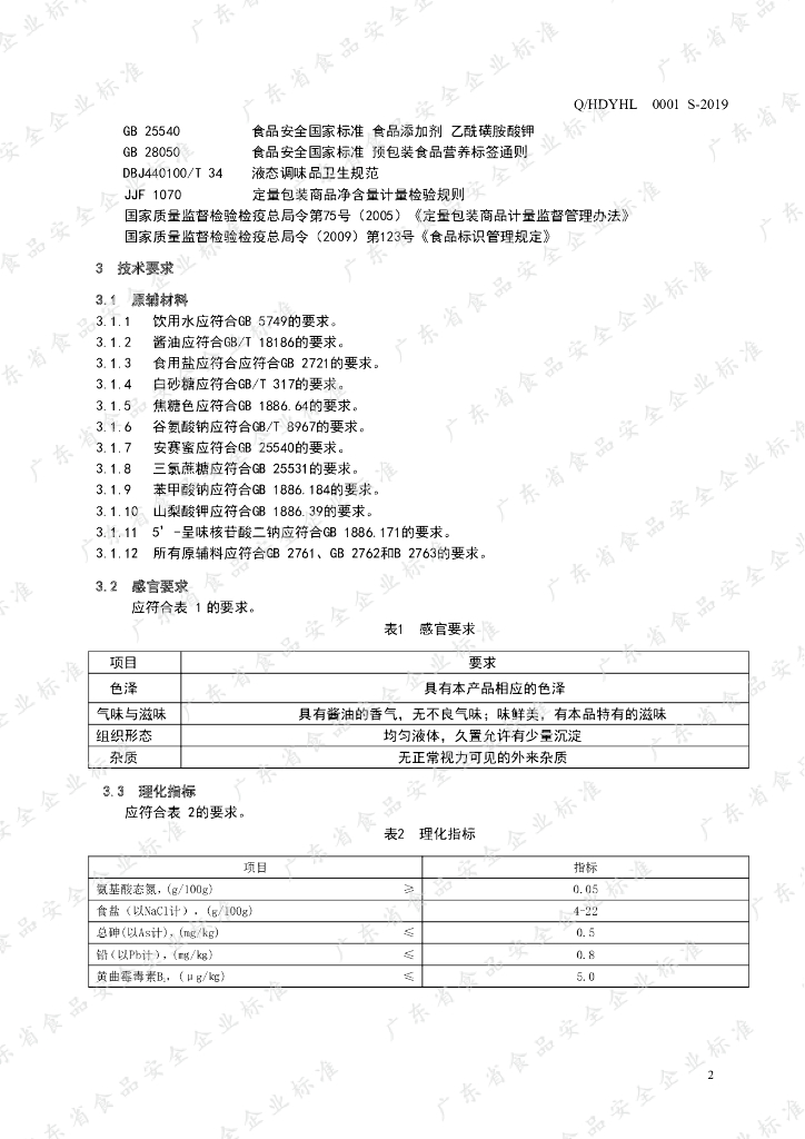 Q/HDYHL 0001S-2019 标准预览
