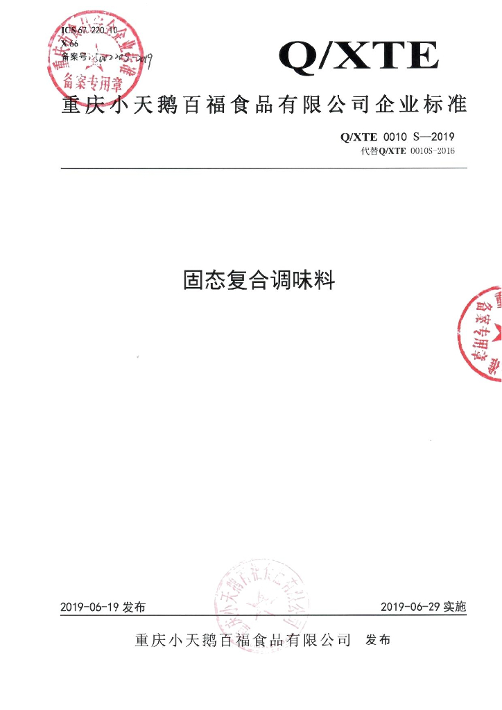 Q/XTE 0010S-2019 标准预览