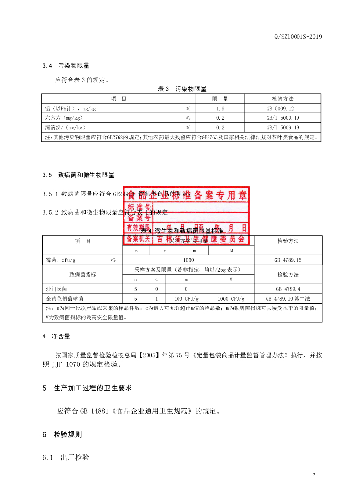 Q/SZL 0001S-2019 标准预览