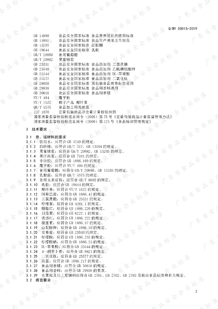 Q/WY 0001S-2019 标准预览