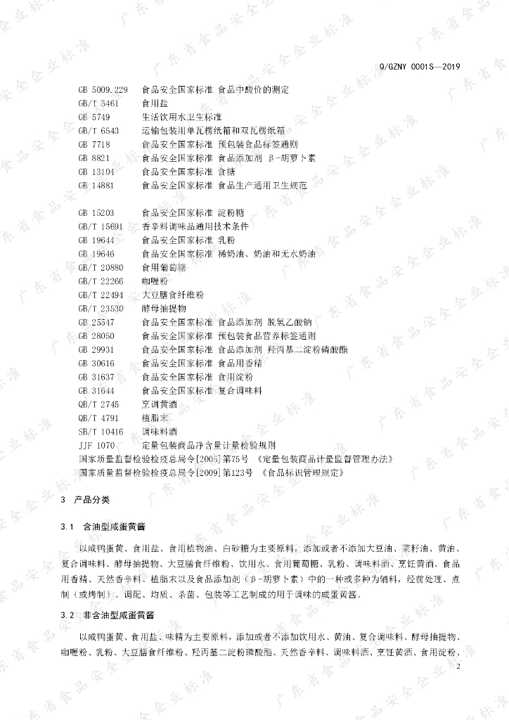 Q/GZNY 0001S-2019 标准预览