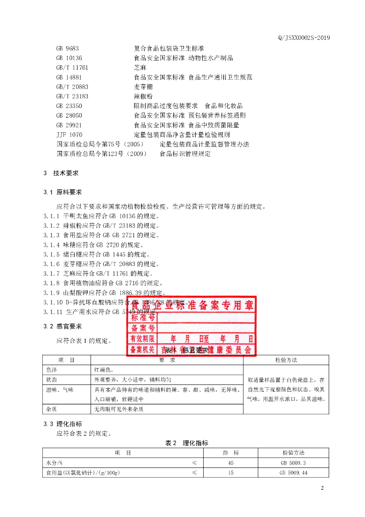 Q/JSXX 0002S-2019 标准预览