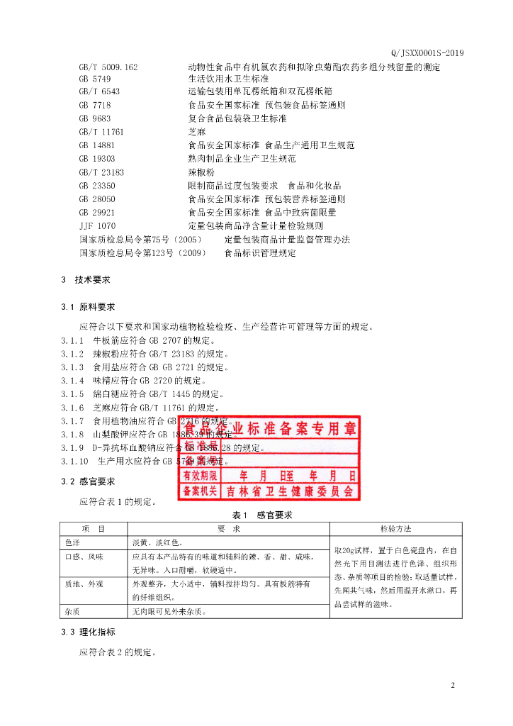 Q/JSXX 0001S-2019 标准预览