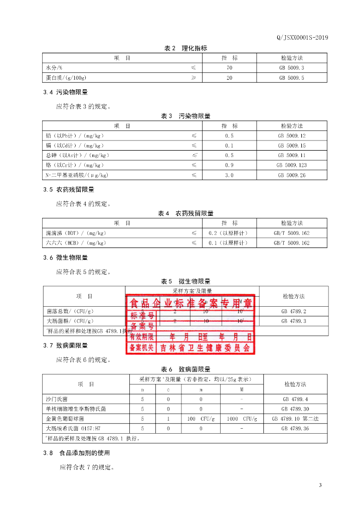 Q/JSXX 0001S-2019 标准预览