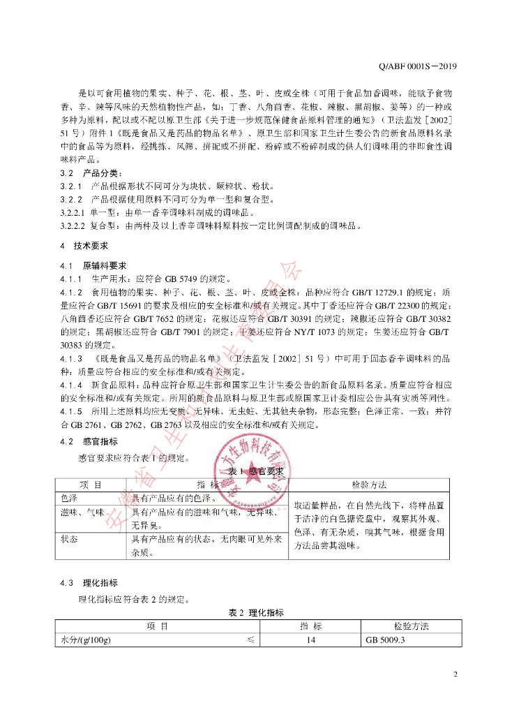 Q/ABF 0001S-2019 标准预览