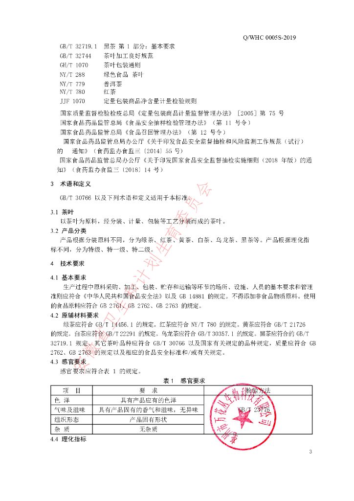 Q/WHC 0005S-2019 标准预览