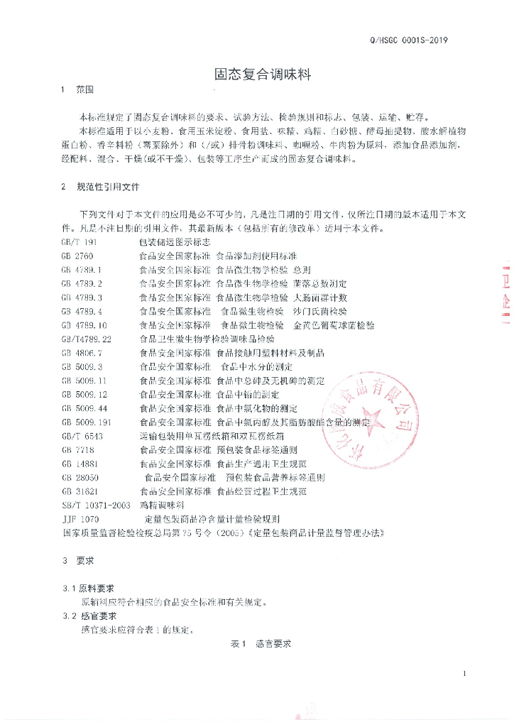 Q/HSGC 0001S-2019 标准预览