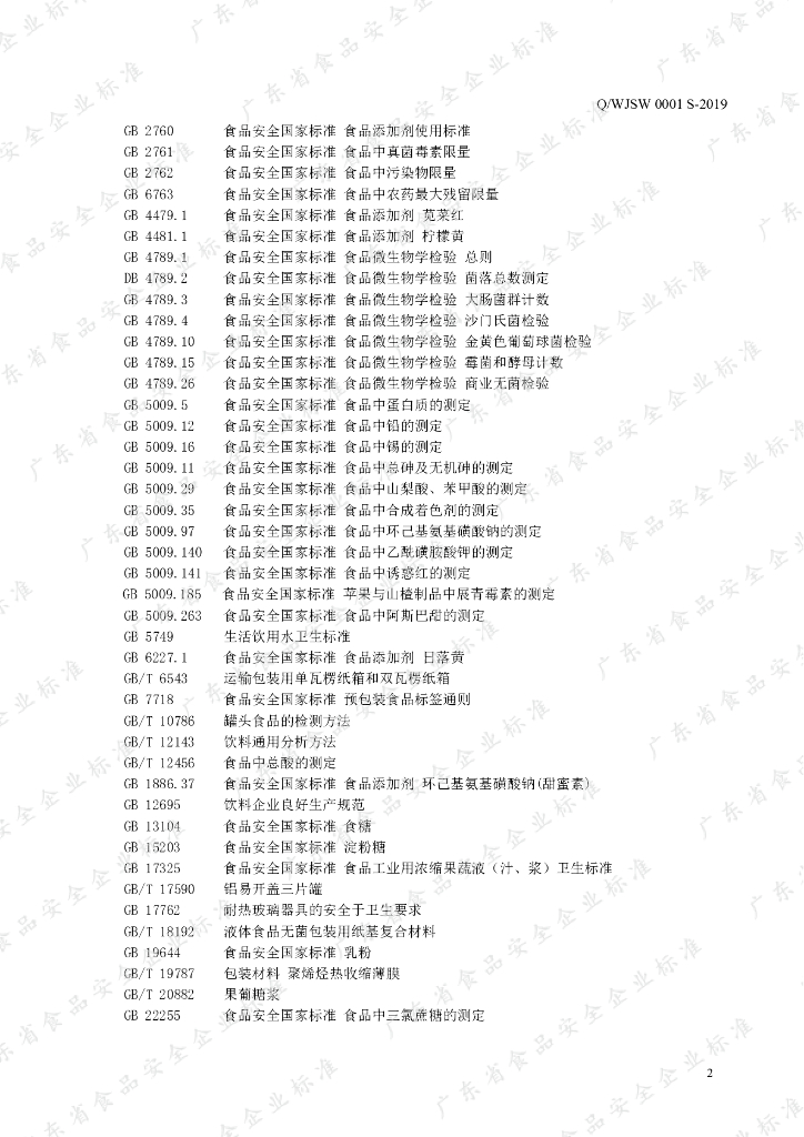 Q/WJSW 0001S-2019 标准预览