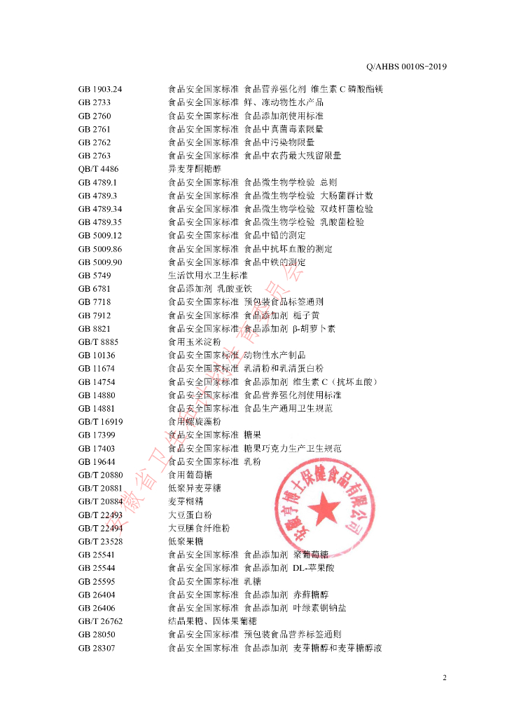 Q/AHBS 0010S-2019 标准预览