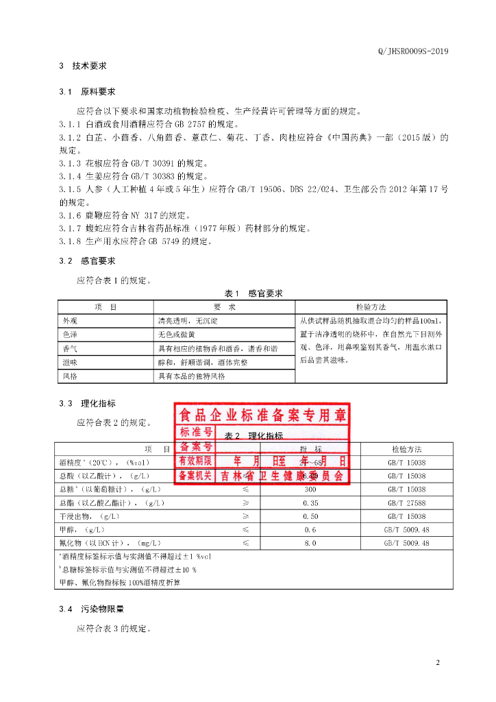 Q/JHSR 0009S-2019 标准预览