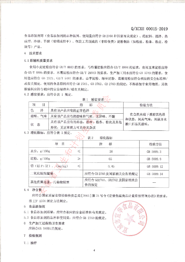 Q/XCXH 0001S-2019 标准预览