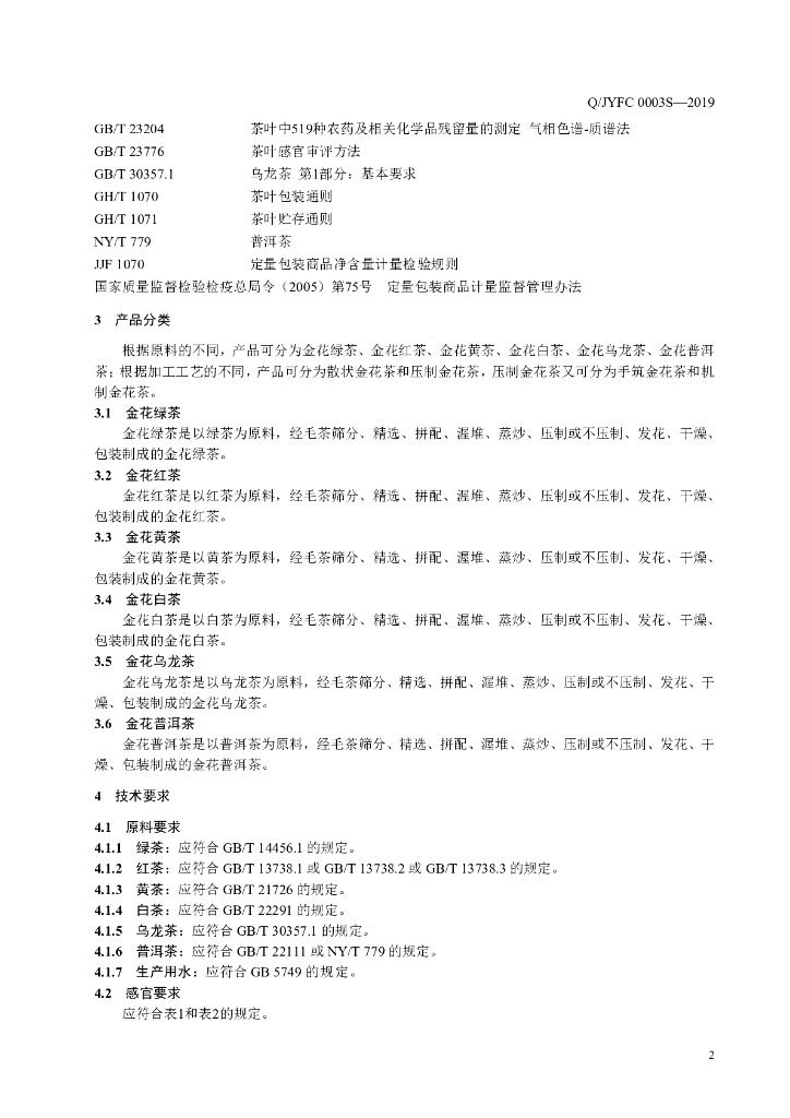 Q/JYFC 0003S-2019 标准预览