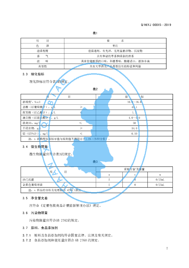 Q/HXYJ 0001S-2019 标准预览