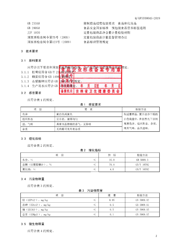Q/GFSY 0004S-2019 标准预览