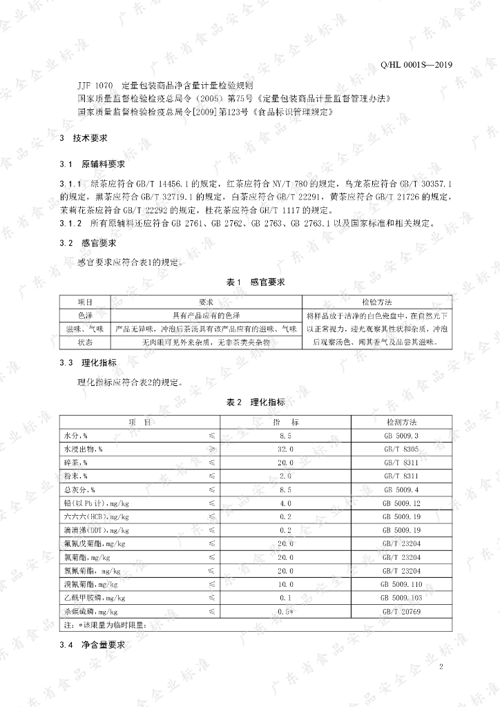 Q/HL 0001S-2019 标准预览