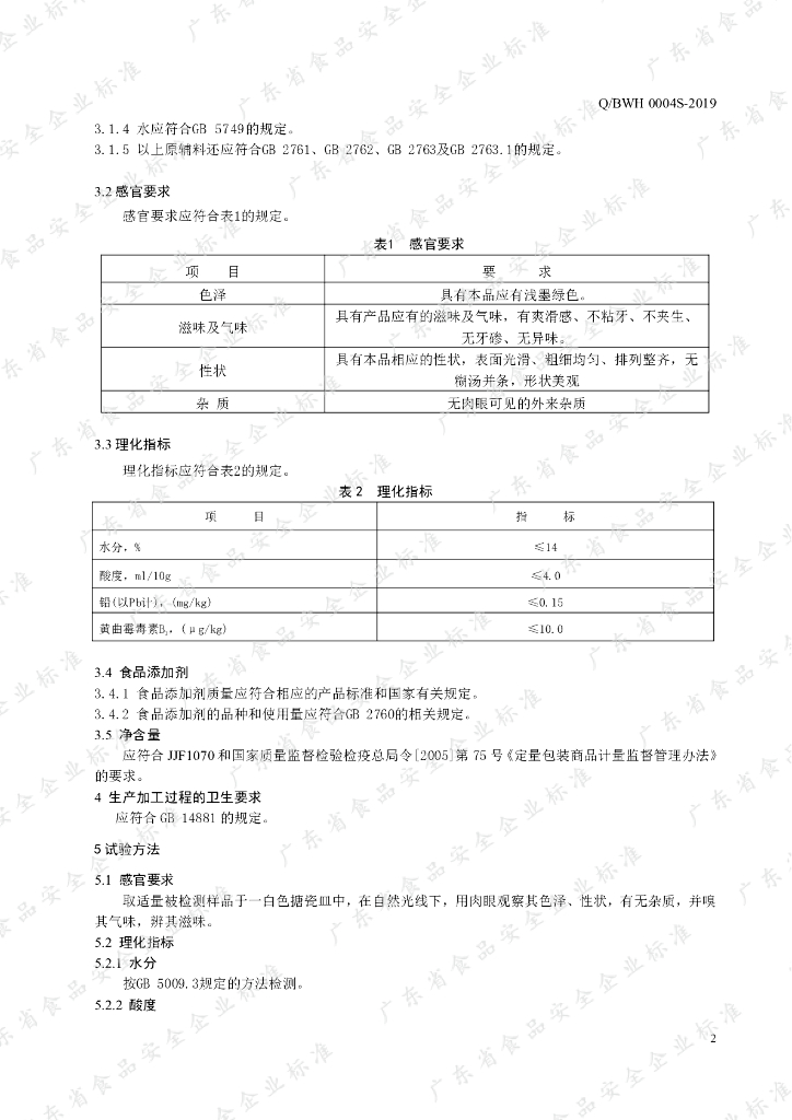 Q/BWH 0004S-2019 标准预览