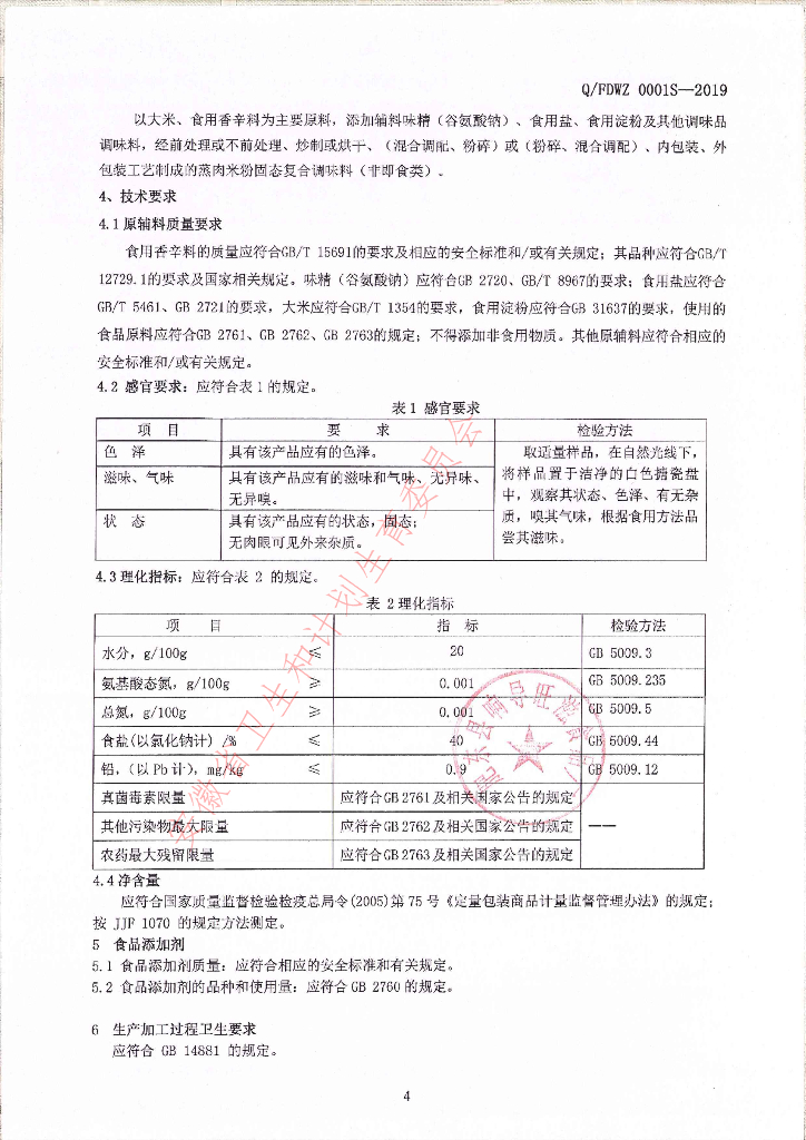 Q/FDWZ 0001S-2019 标准预览