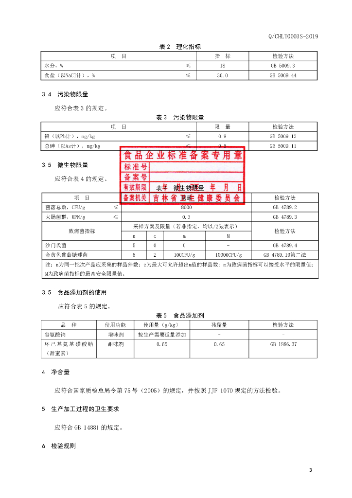 Q/CHLT 0003S-2019 标准预览