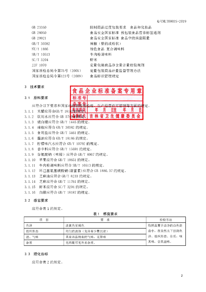 Q/CHLT 0003S-2019 标准预览