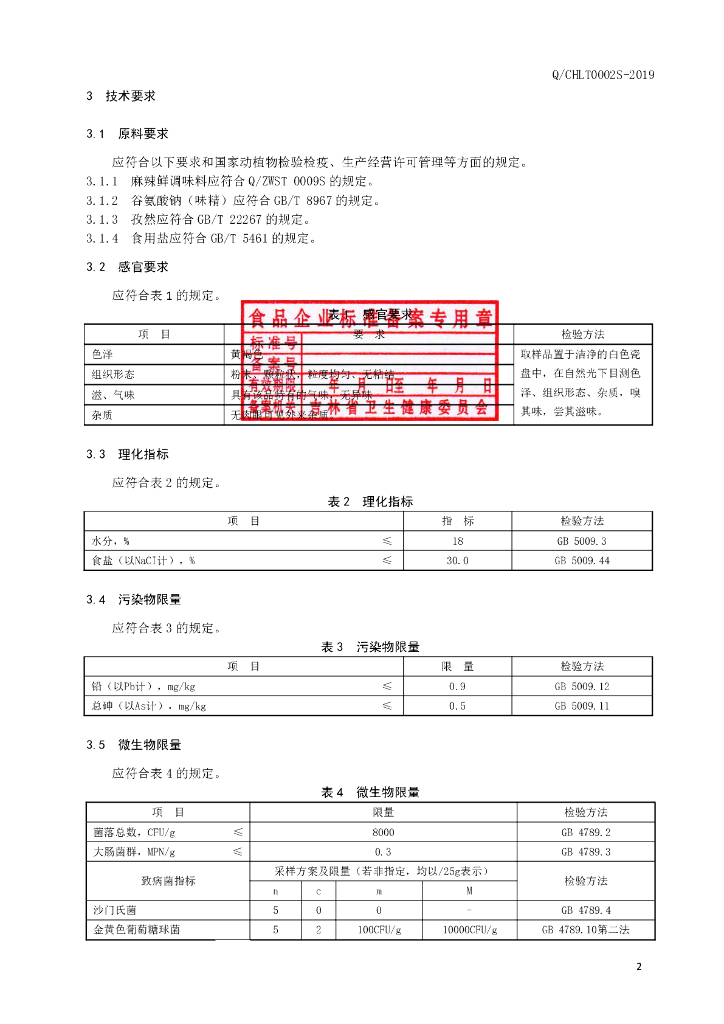 Q/CHLT 0002S-2019 标准预览