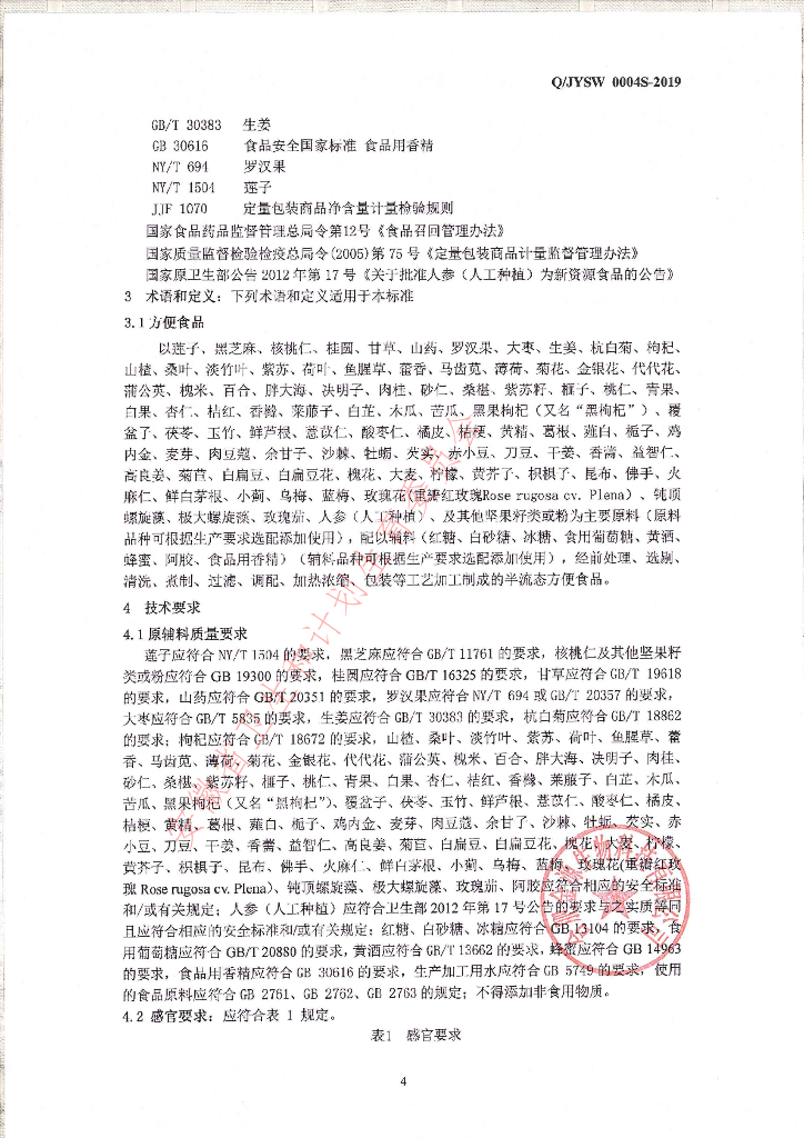 Q/JYSW 0004S-2019 标准预览