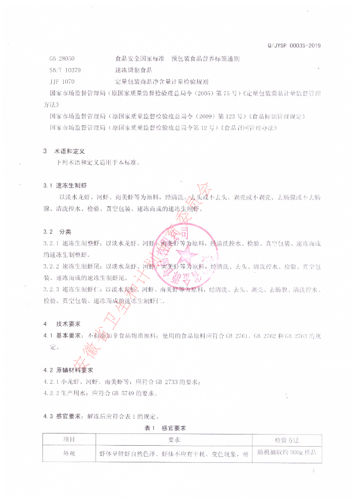Q/JYSP 0003S-2019 标准预览