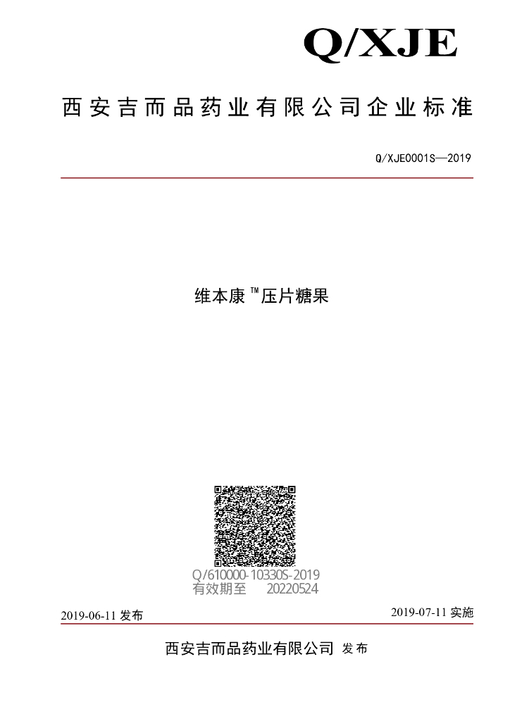Q/XJE 0001S-2019 标准预览