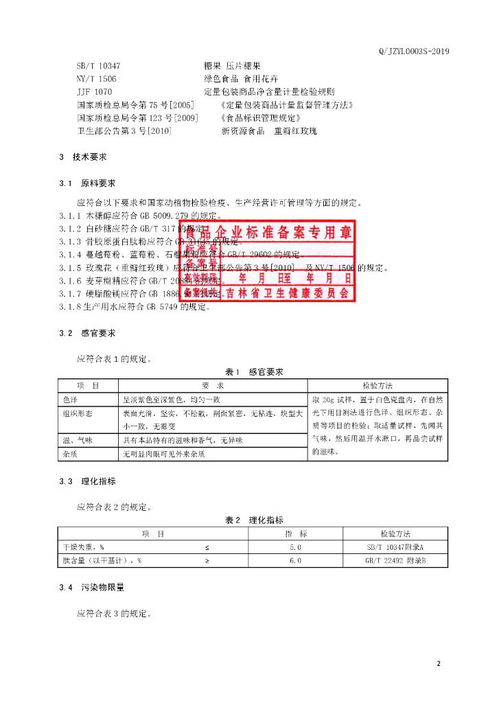 Q/JZYL 0003S-2019 标准预览