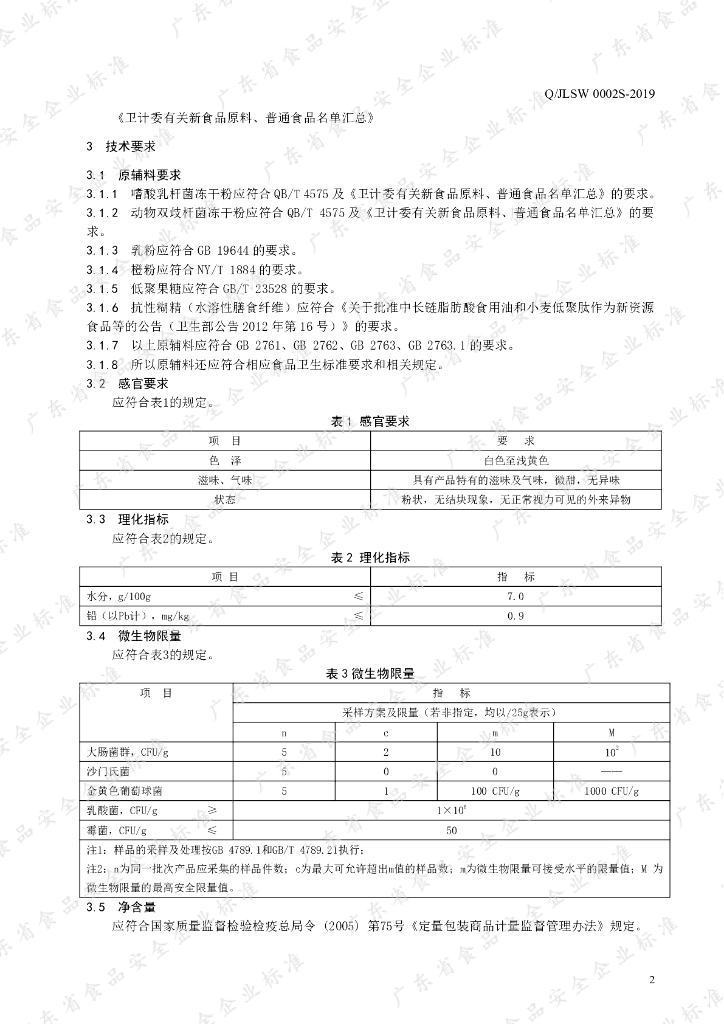Q/JLSW 0002S-2019 标准预览