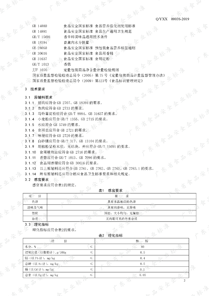 Q/YXX 0003S-2019 标准预览