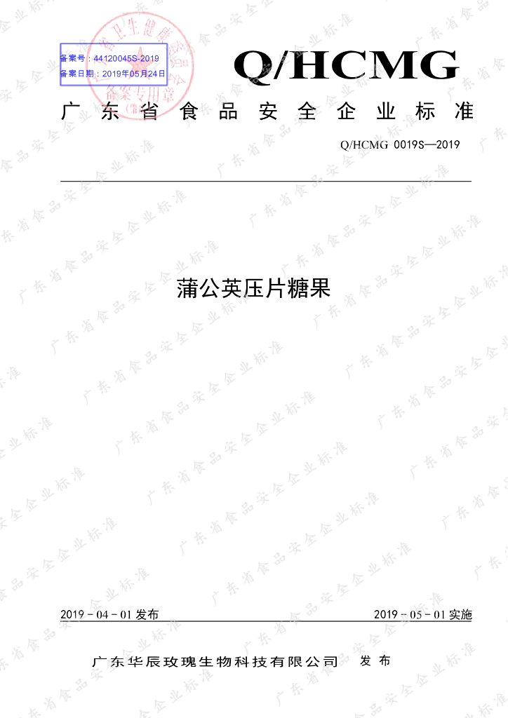 Q/HCMG 0019S-2019 标准预览