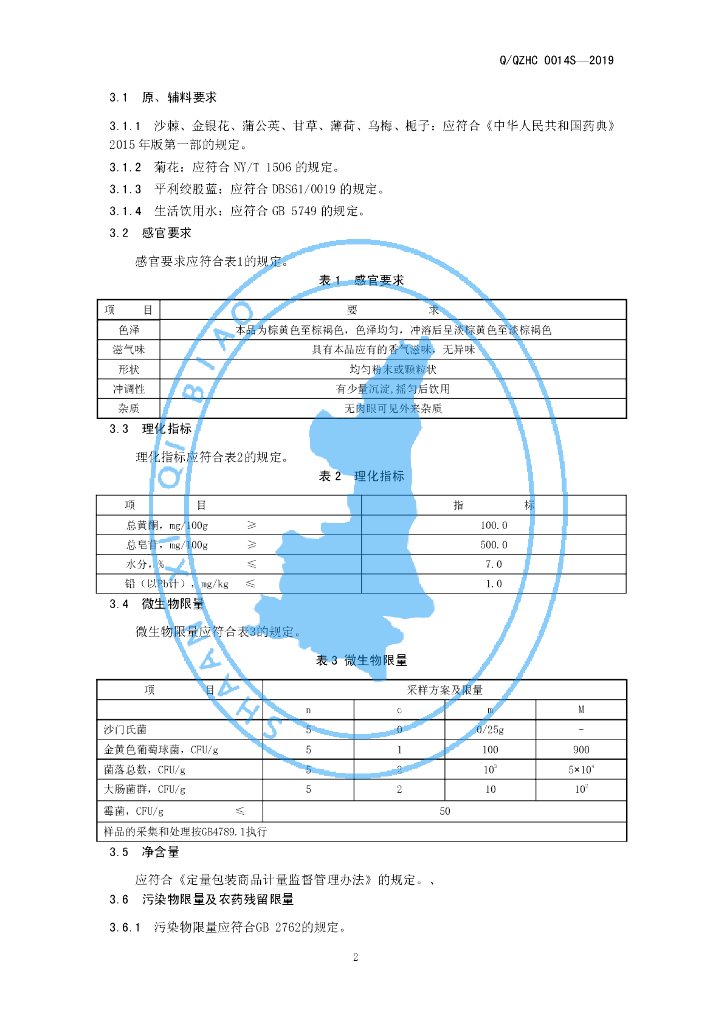 Q/QZHC 0014S-2019 标准预览
