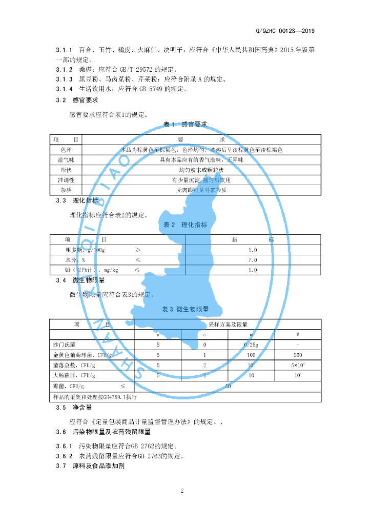Q/QZHC 0012S-2019 标准预览
