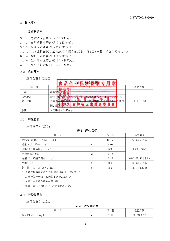 Q/BYYY 0001S-2019 标准预览