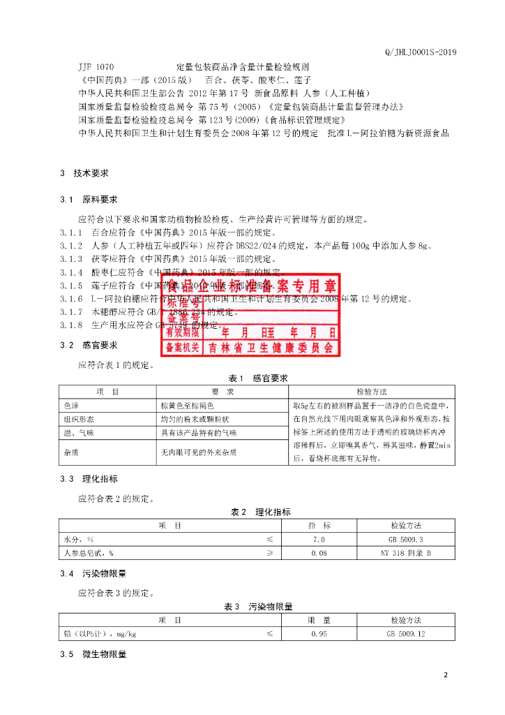 Q/JHLJ 0001S-2019 标准预览