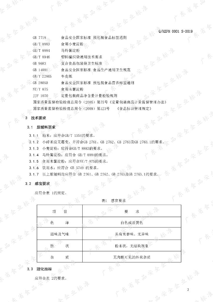 Q/HZFH 0001S-2019 标准预览