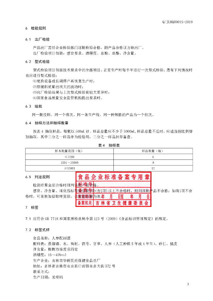 Q/JLHQ 0001S-2019 标准预览
