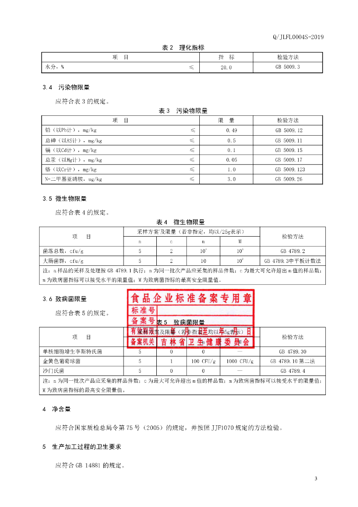 Q/JLFL 0004S-2019 标准预览