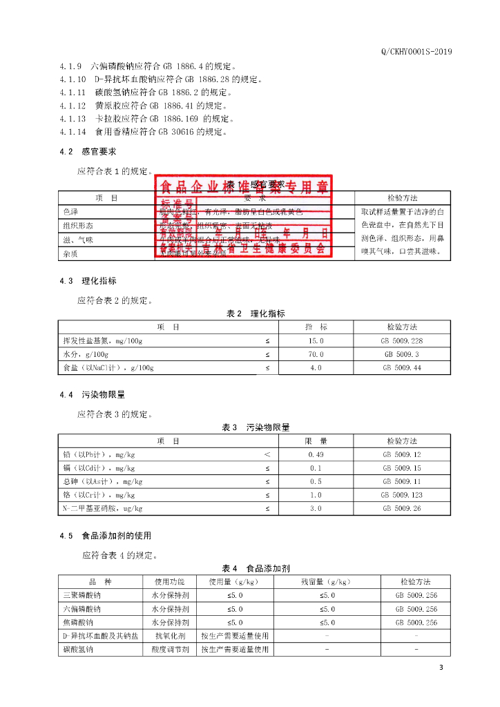 Q/CKHY 0001S-2019 标准预览