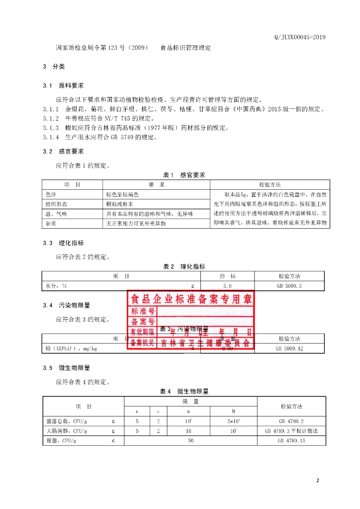 Q/JLYK 0004S-2019 标准预览