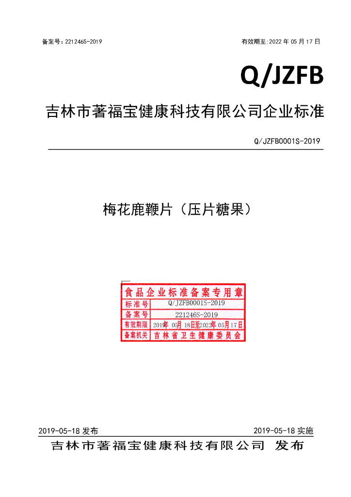 Q/JZFB 0001S-2019 标准预览