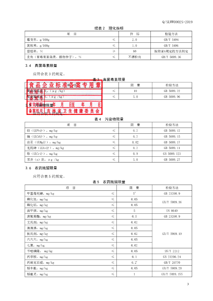 Q/SLWW 0002S-2019 标准预览